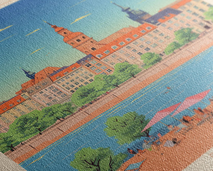 Dresden Germany Travel Poster Framed Canvas Print, Midcentury Modern Art, Pop Art Wall Decor, Home Decor, Vacation Gift, Living Room Art