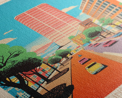 Duisburg Germany Travel Poster Framed Canvas Print, Midcentury Modern Art, Pop Art Wall Decor, Scenic Living Room Art, Bedroom Decor