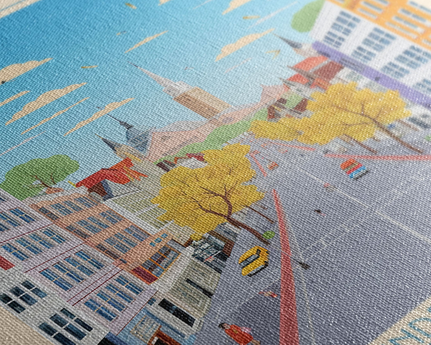 Eindhoven Netherlands Travel Poster Framed Canvas Print, Midcentury Modern Art, Pop Art Wall Decor, Scenic Living Room Art, Bedroom Gift