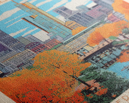 Frankfurt Germany Travel Poster Framed Canvas Print, Midcentury Modern Art, Pop Art Wall Decor, Scenic Wall Art, Living Room Decoration, Office Gift