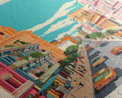 Getafe Spain Travel Poster Framed Canvas Print, Midcentury Modern Art, Pop Art Wall Decor, Scenic Wall Art, Bedroom Decoration