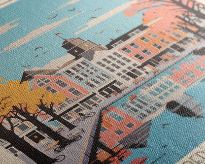 Haarlemmermeer Netherlands Travel Poster Framed Canvas Print, Midcentury Modern Art, Pop Art Wall Decor, Scenic Wall Art, Living Room Decoration, Office Art