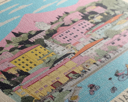 Ilidža Bosnia and Herzegovina Travel Poster Framed Canvas Print, Midcentury Modern Art, Pop Art Wall Decor, Scenic Wall Art, Bedroom Decoration