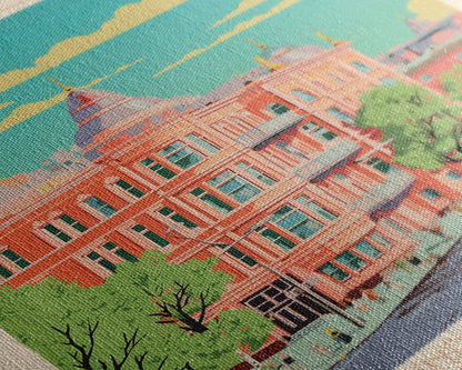 Irkutsk Russia Travel Poster Framed Canvas Print, Midcentury Modern Art, Pop Art Wall Decor, Scenic Bedroom Art, Office Decoration