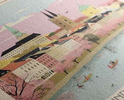 Magdeburg Germany Travel Poster Framed Canvas Print, Midcentury Modern Art, Pop Art Wall Decor, Home Decor, Vacation Gift, Office Art