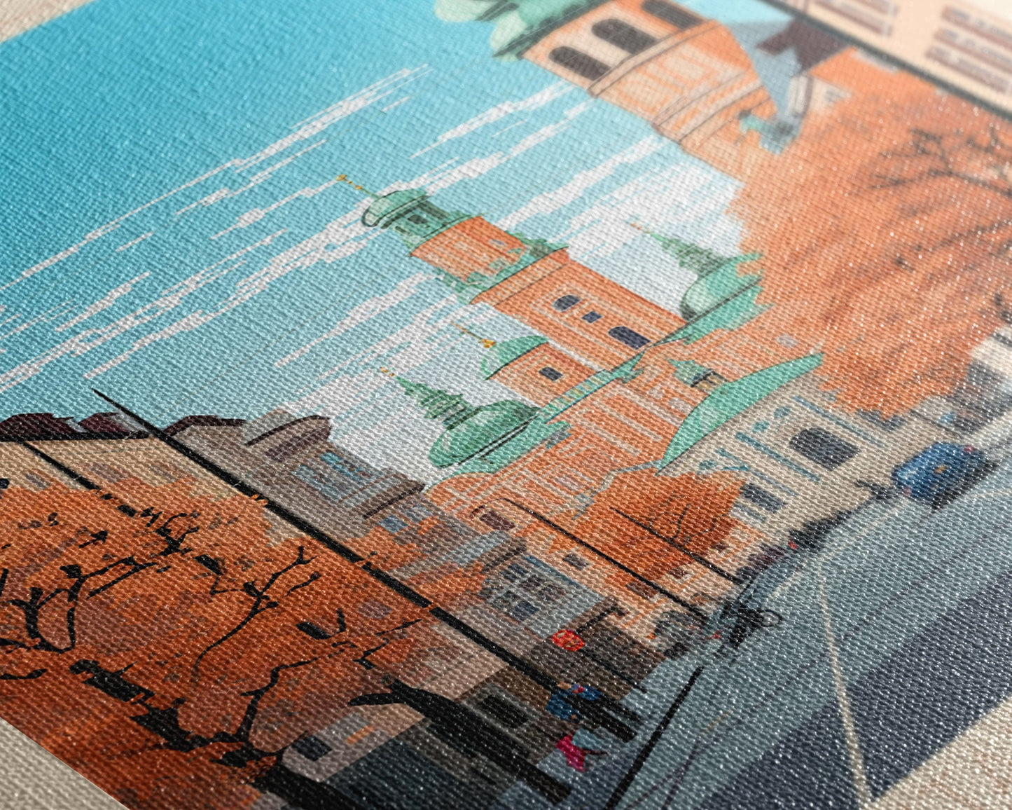 Munich Germany Travel Poster Framed Canvas Print, Midcentury Modern Art, Pop Art Wall Decor, Scenic Wall Art, Living Room Decoration, Office Gift