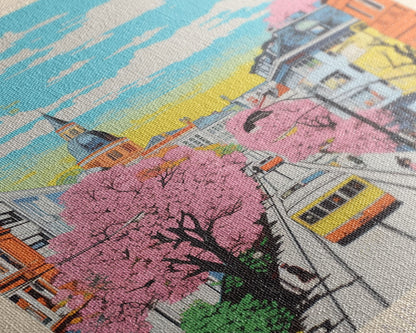 Mykolaiv Ukraine Travel Poster Framed Canvas Print, Midcentury Modern Art, Pop Art Wall Decor, Scenic Bedroom Art, Office Decoration