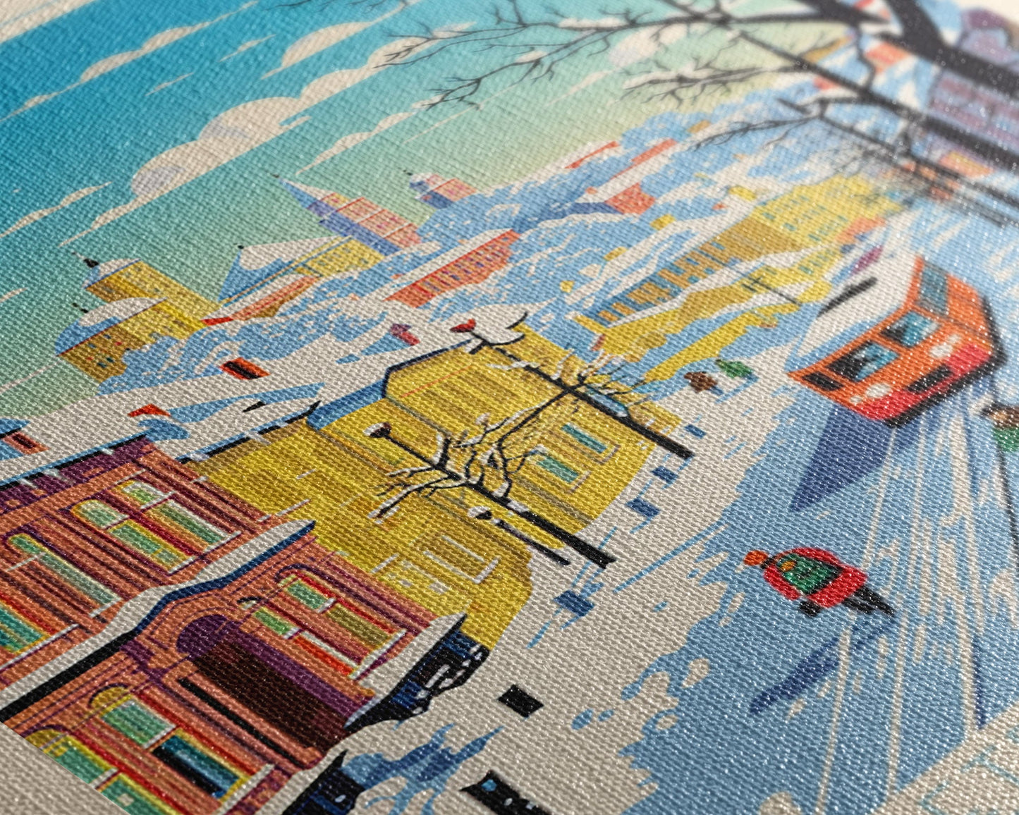 Mytishchi Russia Travel Poster Framed Canvas Print, Midcentury Modern Art, Pop Art Wall Decor, Scenic Living Room Art, Bedroom Decor