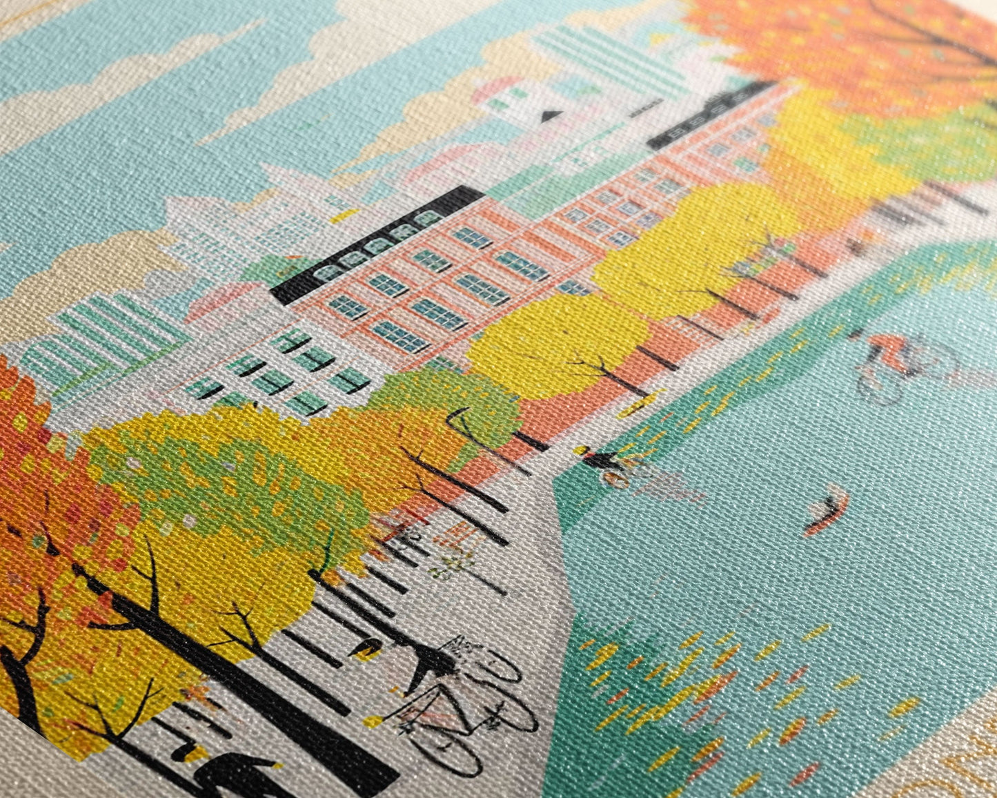 Nantes France Travel Poster Framed Canvas Print, Midcentury Modern Art, Pop Art Wall Decor, Scenic Wall Art, Bedroom Decoration