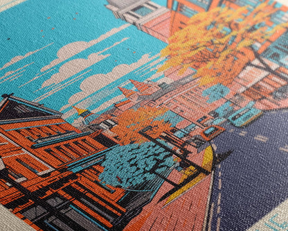 Newcastle United Kingdom Travel Poster Framed Canvas Print, Midcentury Modern Art, Pop Art Wall Decor, Scenic Living Room Art, Bedroom Decor