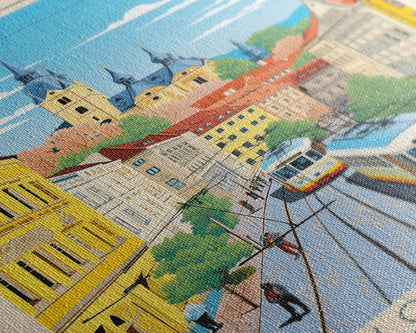 Nitra Slovakia Travel Poster Framed Canvas Print, Midcentury Modern Art, Pop Art Wall Decor, Scenic Wall Art, Living Room Decoration, Office Gift