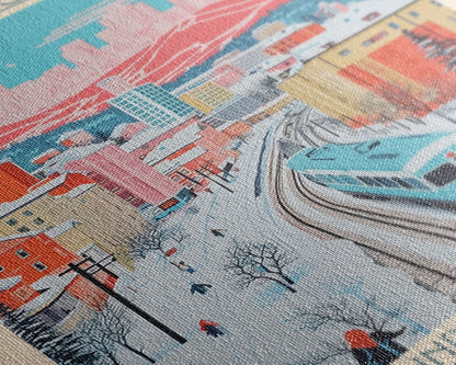 Novokuznetsk Russia Travel Poster Framed Canvas Print, Midcentury Modern Art, Pop Art Wall Decor, Scenic Wall Art, Living Room Decoration, Office Art