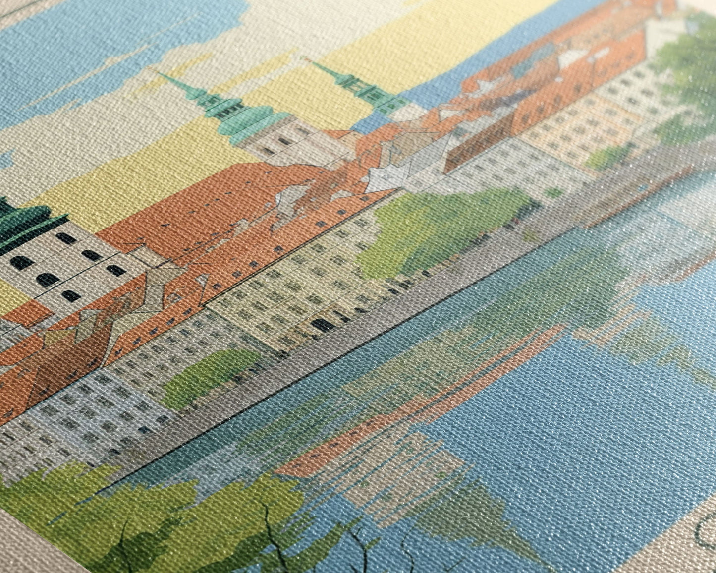 Olomouc Czech Republic Travel Poster Framed Canvas Print, Midcentury Modern Art, Pop Art Wall Decor, Scenic Wall Art, Living Room Decoration, Office Gift