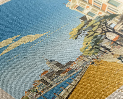 Ostend Belgium Travel Poster Framed Canvas Print, Midcentury Modern Art, Pop Art Wall Decor, Scenic Wall Art, Living Room Decoration, Office Art