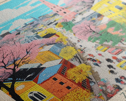 Poltava Ukraine Travel Poster Framed Canvas Print, Midcentury Modern Art, Pop Art Wall Decor, Scenic Living Room Art, Bedroom Gift