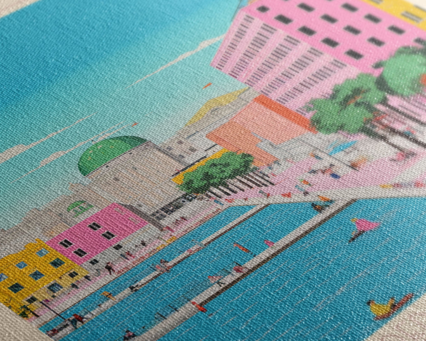 Rimini Italy Travel Poster Framed Canvas Print, Midcentury Modern Art, Pop Art Wall Decor, Scenic Bedroom Art, Office Decoration