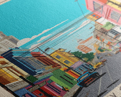 Rustavi Georgia Travel Poster Framed Canvas Print, Midcentury Modern Art, Pop Art Wall Decor, Scenic Wall Art, Bedroom Decoration