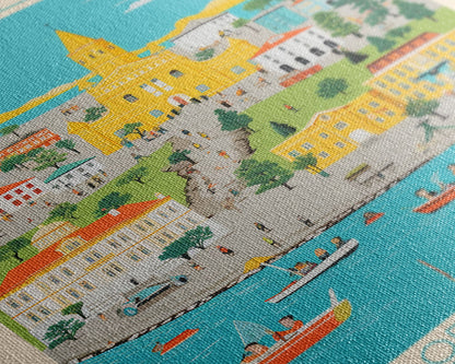 Sevastopol Ukraine Travel Poster Framed Canvas Print, Midcentury Modern Art, Pop Art Wall Decor, Bedroom Decor, Vacation Gift