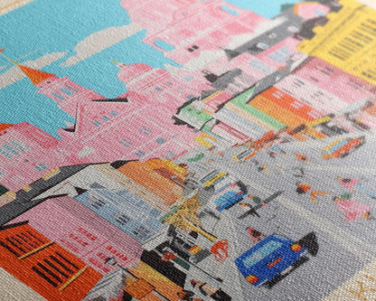 Shakhty Russia Travel Poster Framed Canvas Print, Midcentury Modern Art, Pop Art Wall Decor, Living Room Art, Bedroom Decoration