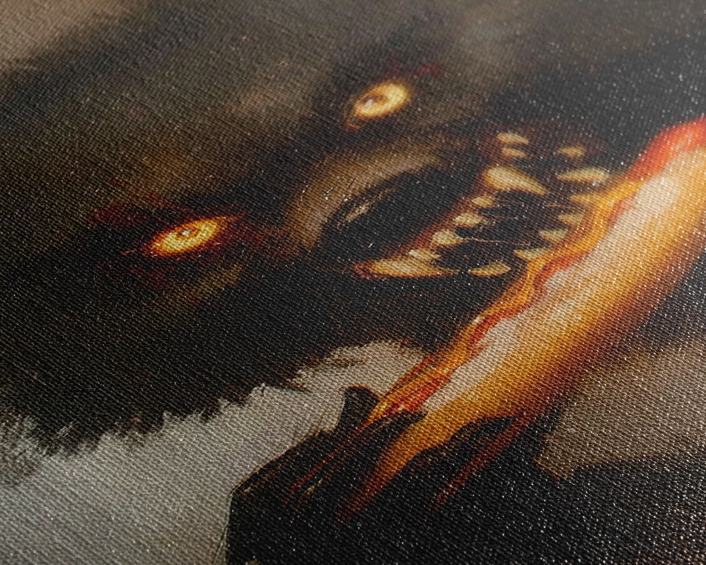 Halloween Werewolf Snarling, Framed Canvas Print, Wall Art, Home Decor, Spooky Art Monster Decor, Halloween Decor, Fantasy Art, Holiday Gift