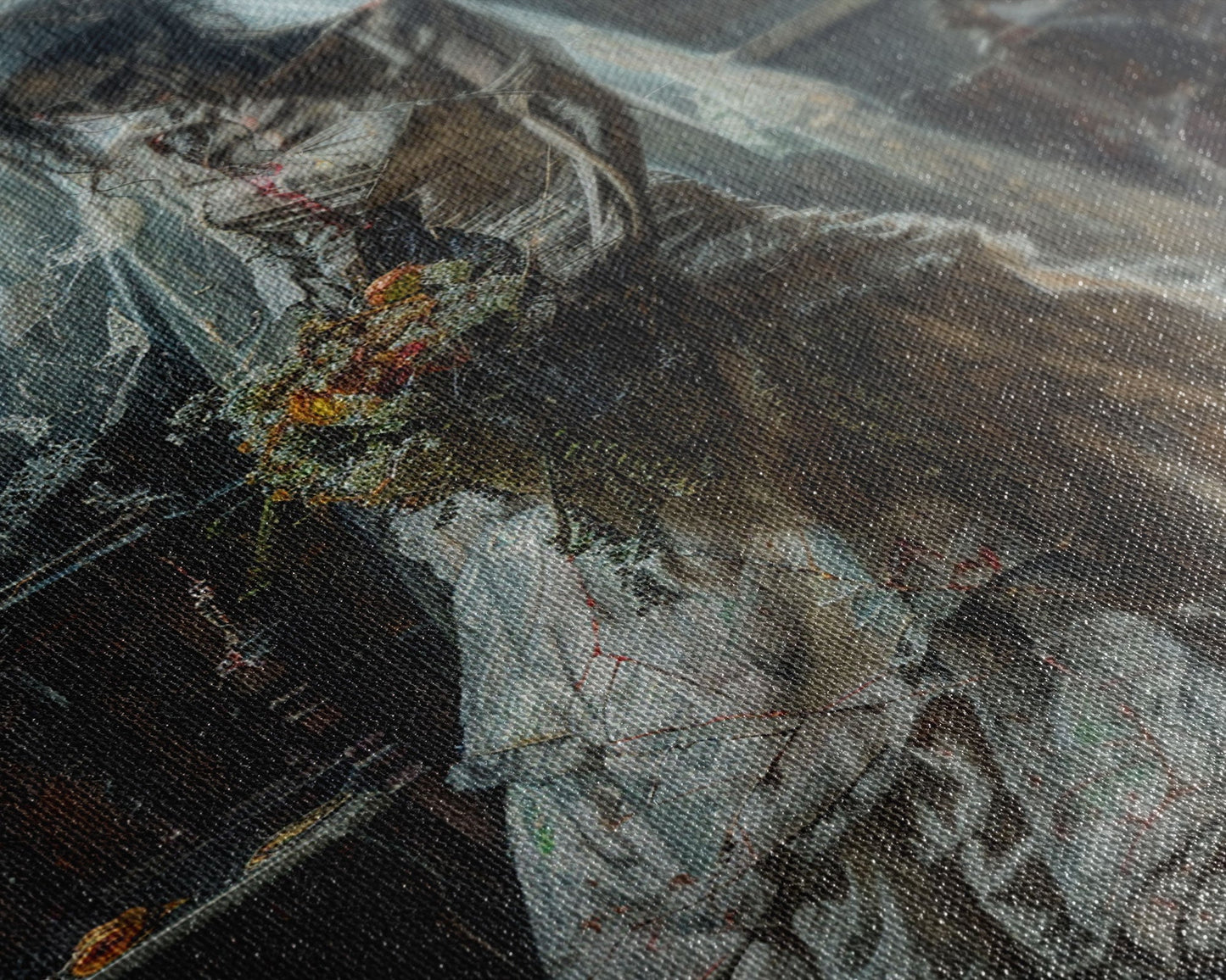 Ghostly Bride in Abandoned Church Framed Canvas Print | Halloween Bride Art | Eerie Bride Decor for Home | Haunted Wedding Artwork