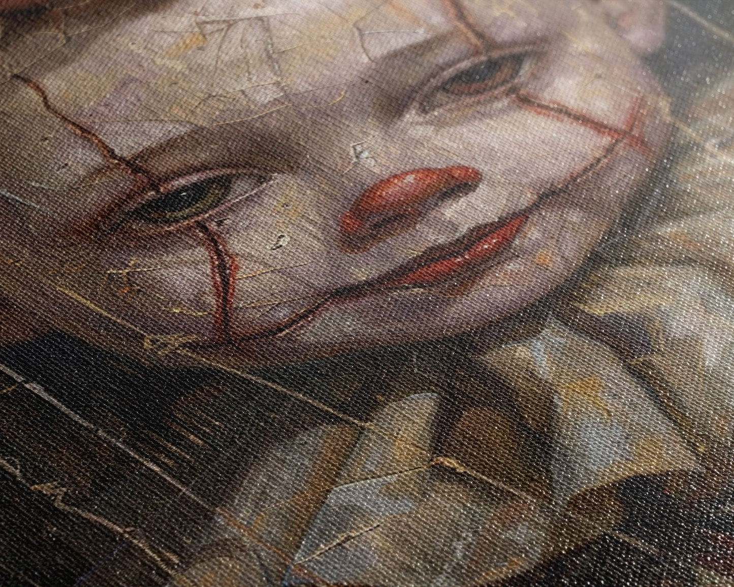 Haunting Clown with Cracked Face - Spooky Halloween Art Print - Creepy Home Decor - Scary Clown Wall Art - Perfect Halloween Decoration