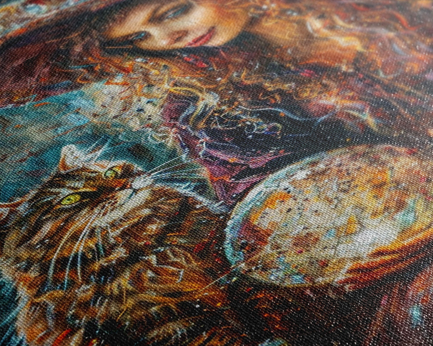 Enchanting Witch with Crystal Ball, Framed Canvas Print, Mystical Halloween Art, Spooky Witch Decor, Witchcraft Illustration, Magical Decor