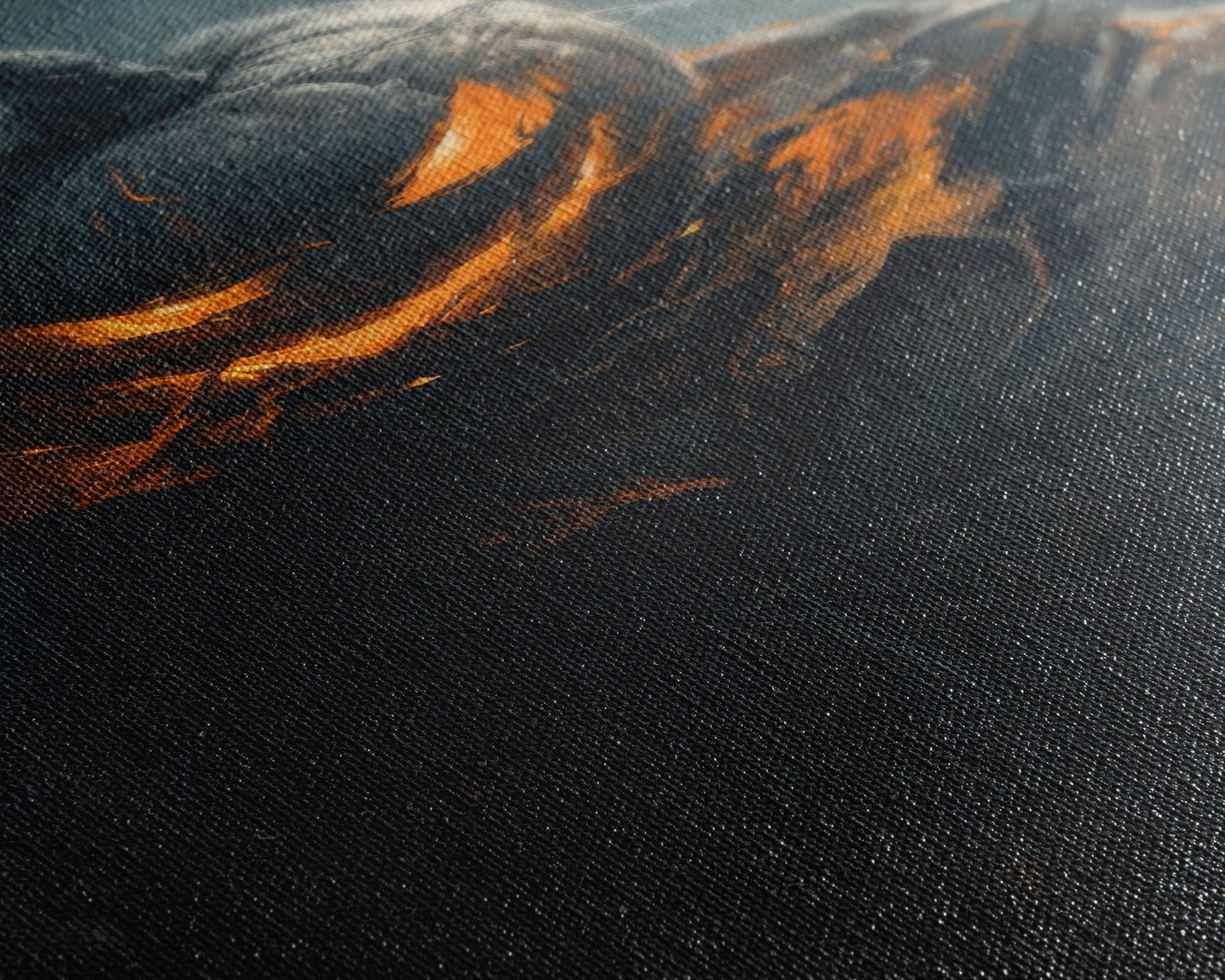 Menacing Pumpkin Head Monster Emerging from Fog - Creepy Halloween Horror Artwork Framed Canvas Print, Spooky Gothic Home Wall Decor