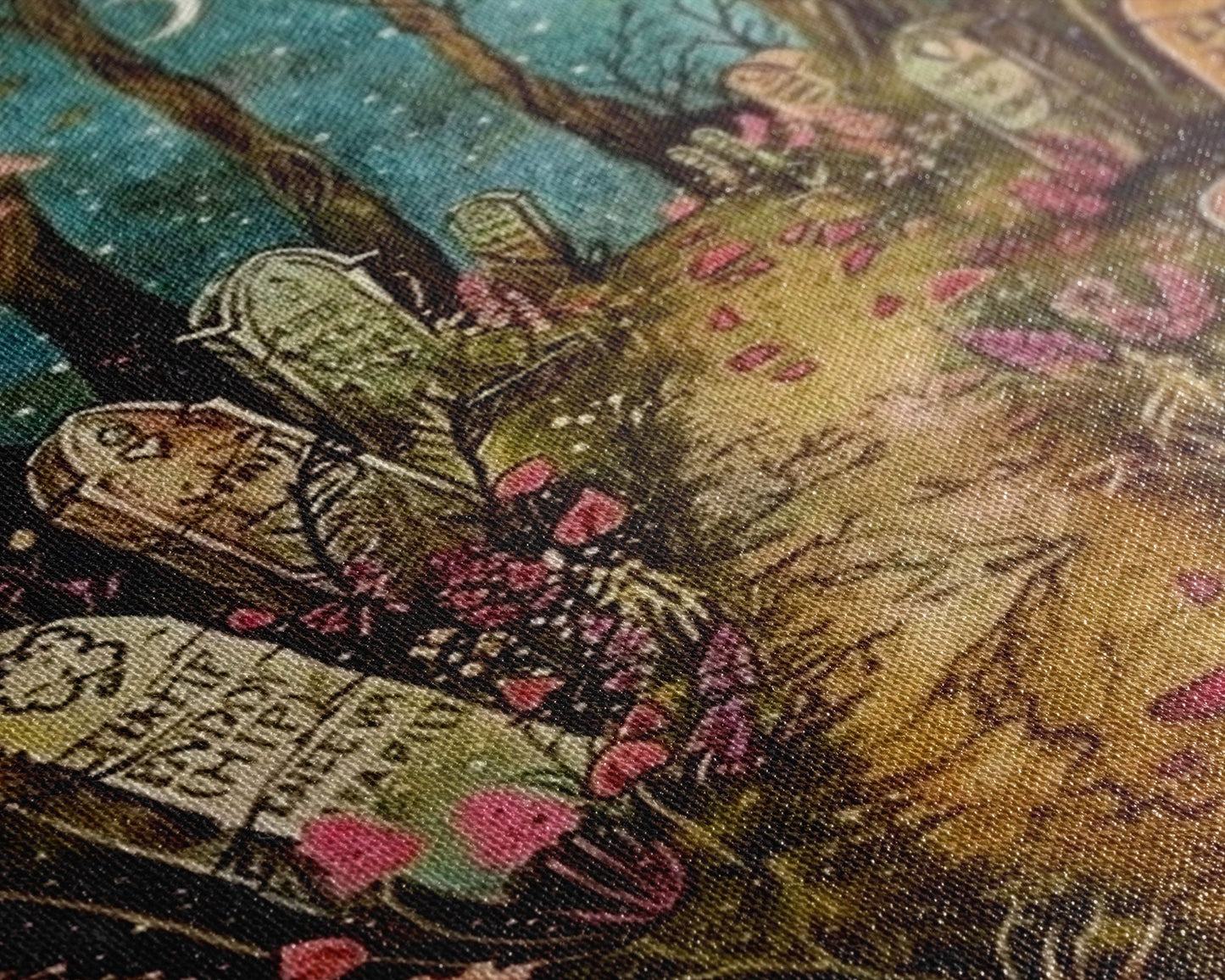 Haunted House in the Woods Framed Canvas Print, Spooky Wall Art, Halloween Haunted Mansion, Gothic Horror Decor, Framed Canvas Print