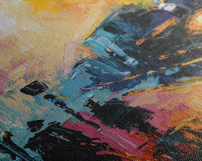 Haunted Carnival Ride at Night Framed Canvas Print, Halloween Wall Art, Spooky Home Decor, Ghostly, Haunted Amusement Park, Halloween Art