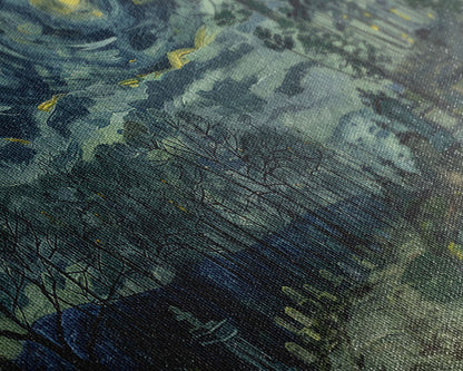 Haunted Graveyard Framed Canvas Print, Starry Night Van Gogh Inspired Halloween Decor, Spooky Vibes Halloween Gift