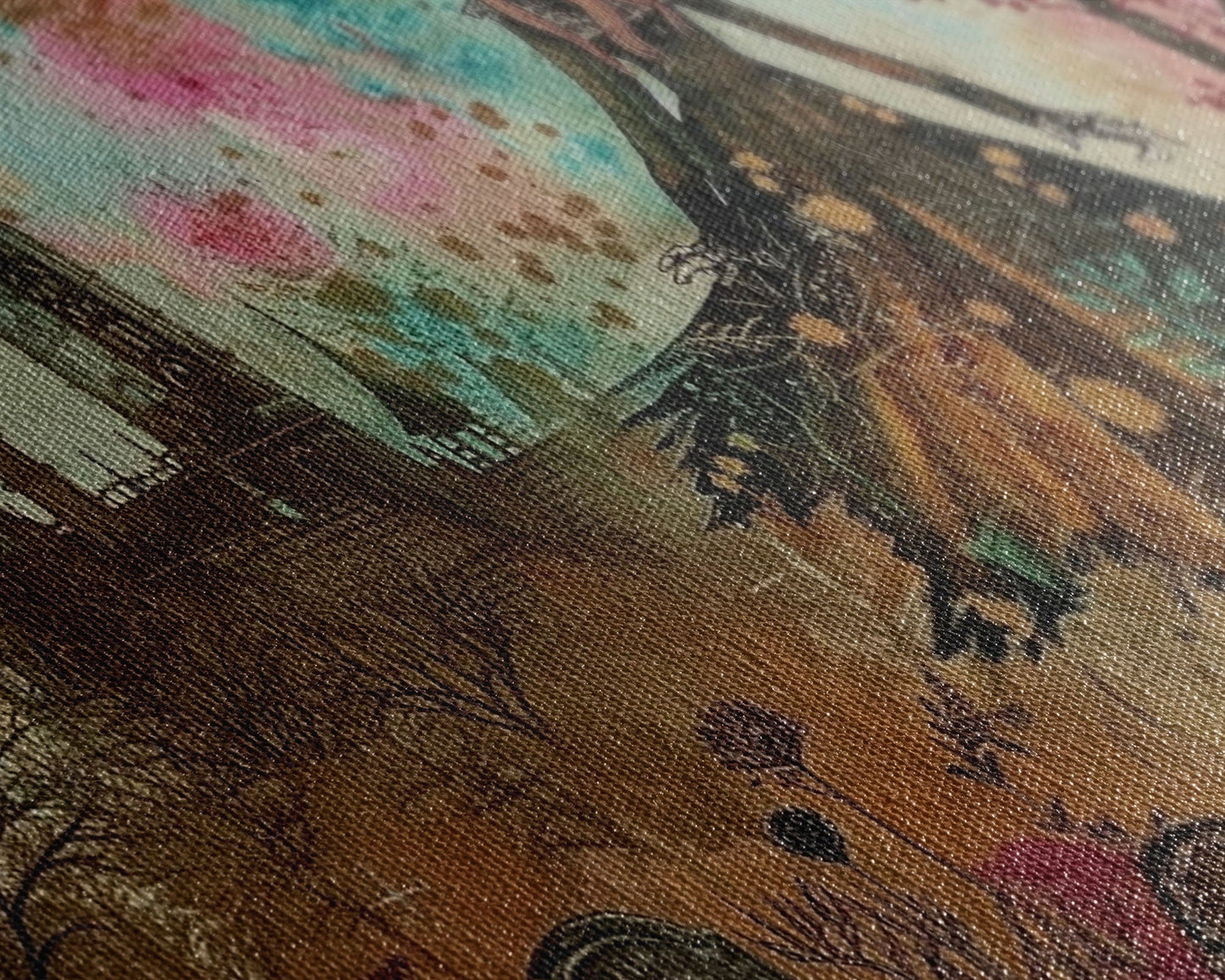 Grinning Banshee In A Cemetery Framed Canvas Print - Spooky Wall Art - Halloween Decor