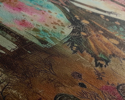 Grinning Banshee In A Cemetery Framed Canvas Print - Spooky Wall Art - Halloween Decor