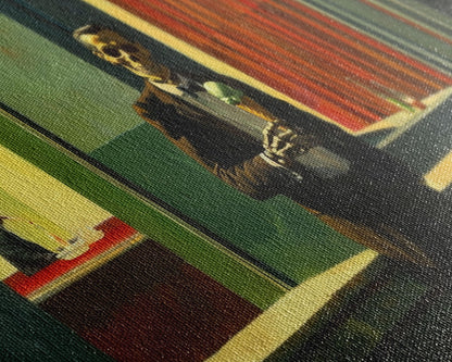 Liminal Halloween Art, Skeleton Having an Ice Cream Cone, Framed Canvas Print, Halloween Decor