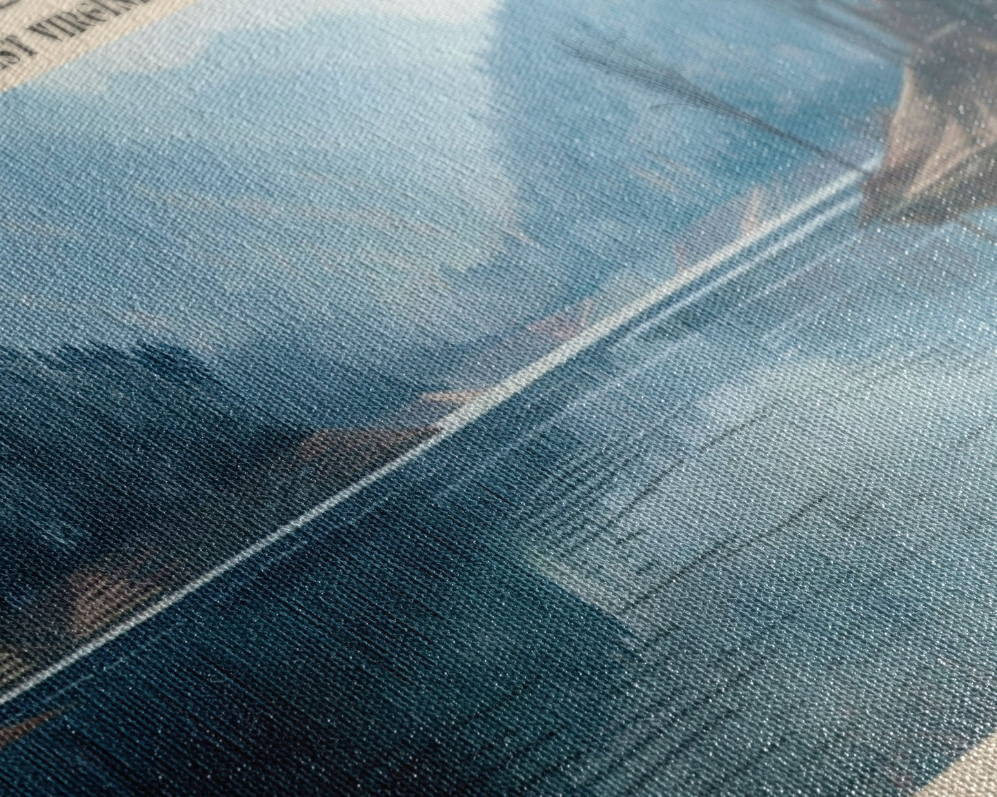 Burnsville Lake West Virginia Framed Canvas Print, Panoramic Lake House Decor, Wall Art, Travel Poster, Modern Lake Painting, Nature Art