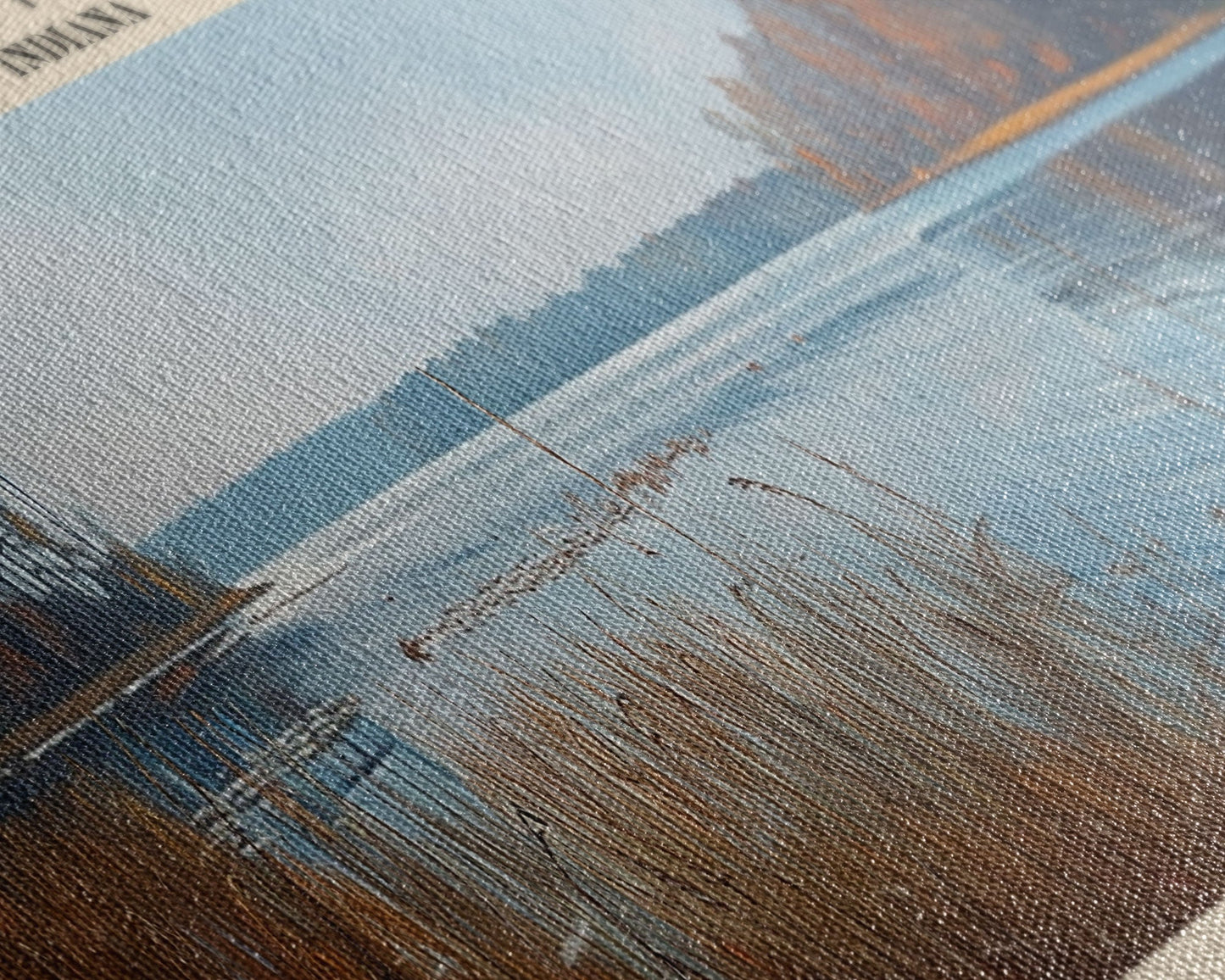 Cagles Mill Lake Indiana Framed Canvas Print, Lake House Art, Panoramic Travel Poster, Wall Art, Modern Lake Painting, Home Decor