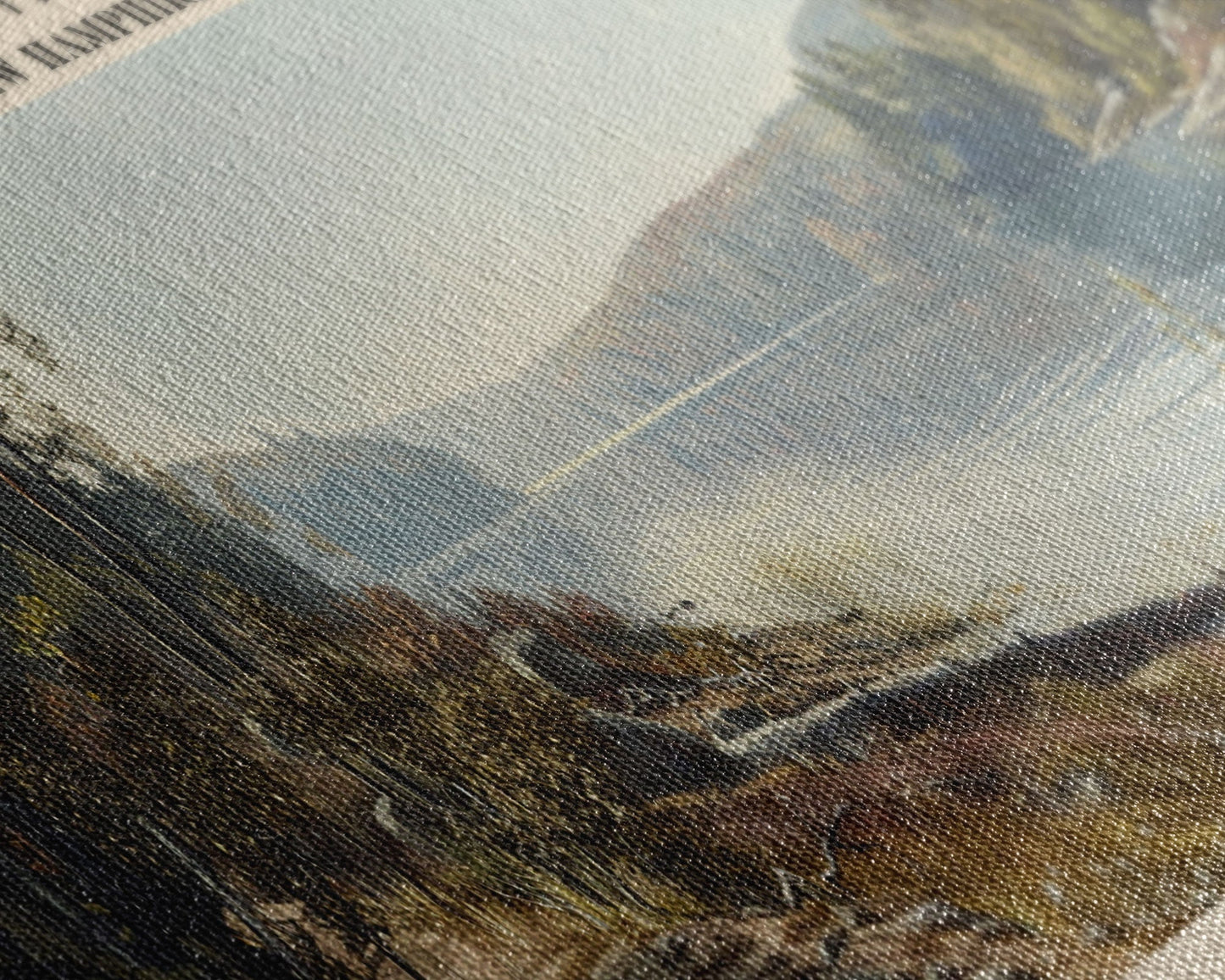 Christine Lake New Hampshire Framed Canvas Print, Lake House Art, Panoramic Wide Art, Travel Poster, Rustic Lake Painting, Home Decor