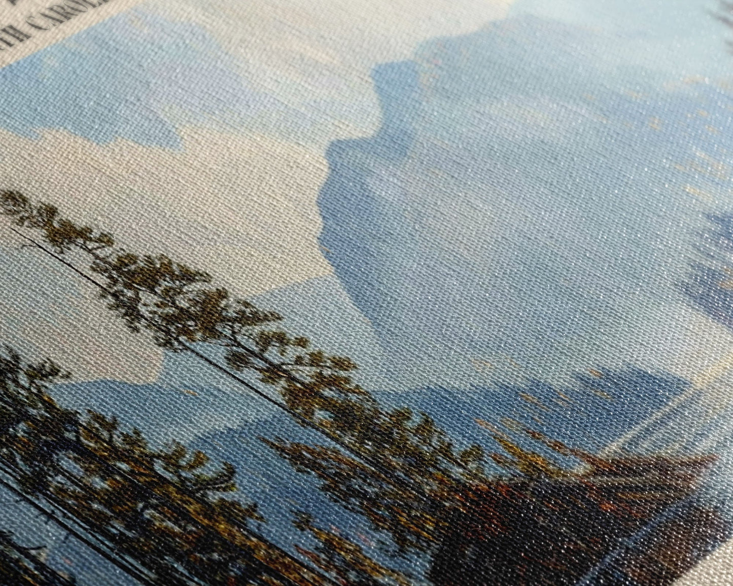 Lake Tahoma North Carolina Framed Canvas Print, Lake House Decor, Panoramic Wall Art, Travel Poster, Serene Landscape Painting, Rustic Art