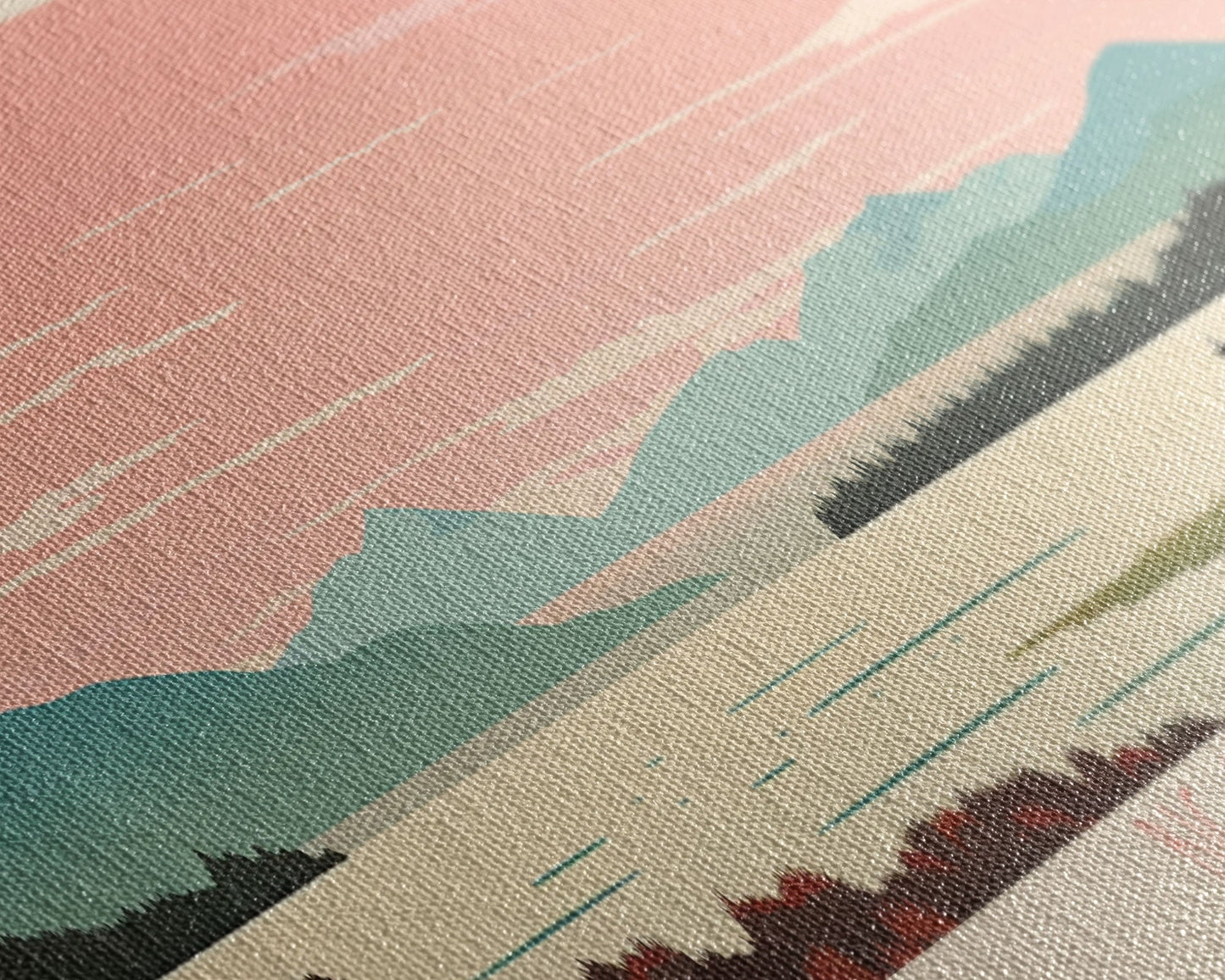 Big Glen Lake Michigan Framed Canvas Print, Panoramic Wall Art, Midcentury Modern, Pop Art, Travel Poster, Scenic Living Room Decor, Bedroom Art