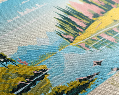 Big Trout Lake Ontario Framed Canvas Print, Panoramic Travel Poster, Midcentury Modern Wall Art, Pop Art, Nature Living Room Art, Lake House Decor