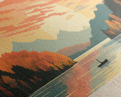 Cave Run Lake Kentucky Framed Canvas Print, Midcentury Modern Panoramic Wall Art, Living Room Decor, Pop Art, Travel Poster Art, Nature Art, Lake House Decor