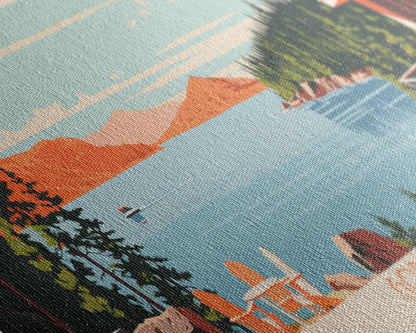 Gordon Lake Alberta Framed Canvas Print, Panoramic Art, Midcentury Modern, Pop Art, Bedroom Decor, Travel Poster, Artistic Decor, Home Decor