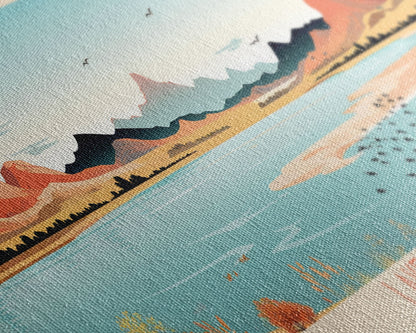 Leinwanddruck „Lake Greenson, Arizona“ mit Rahmen, Panorama-Wandbild, Midcentury Modern, Pop Art, Wohnzimmerdekoration, Reiseposter, Schlafzimmerkunst