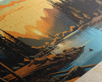 Spooner Lake, Nevada Framed Canvas Print, Lake House Decor, Midcentury Modern Art, Pop Art, Travel Poster, Bedroom Wall Art