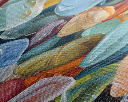 Colorful Textured Canvas Painting of Glass Rocks, Nature Art Print for Living Room, Oversized Canvas Art, Narrow Wall Art Print, Modern Art