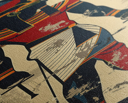 Egyptian Art Depiction of Horus - Framed Canvas Print, Midcentury Modern Wall Art, Skinny Art, Tall Art, Living Room Decor