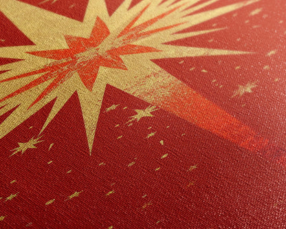 Retro Sunburst Art on Distressed Background - Framed Canvas Print, Midcentury Modern Skinny Art, Tall Wall Art for Living Room or Bedroom Decor