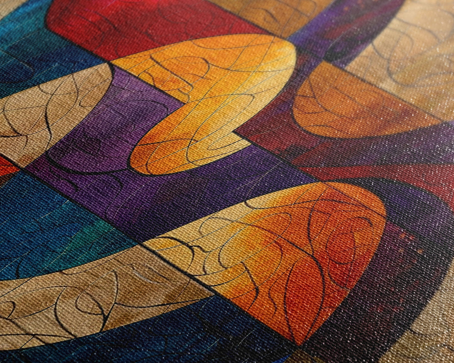 Colorful Abstract Design in Swirling Patterns - Framed Canvas Print, Midcentury Modern Art, Skinny Art, Tall Art, Living Room Wall Decor, Boho Art