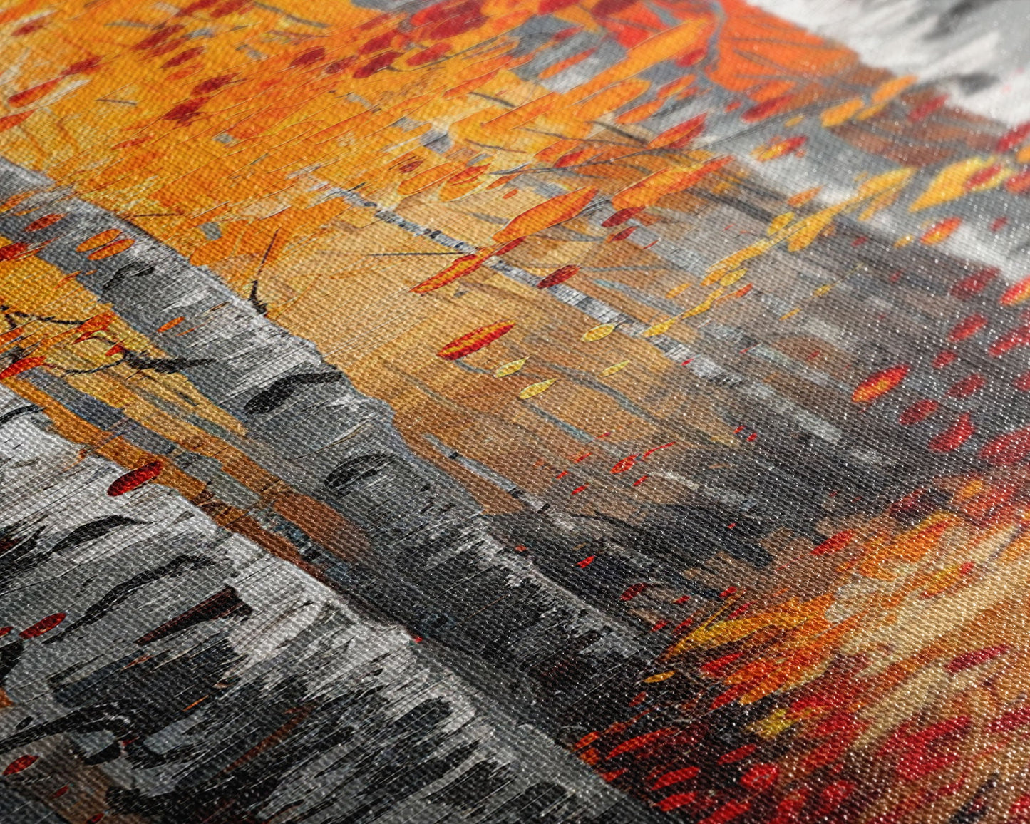 Fall Birch Tree Forest, Framed Canvas Print, Skinny / Tall Wall Art, Living Room Decor, Landscape Painting, Nature Decor