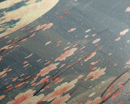 Full Moon with Cherry Blossom Ukiyo-e Art, Framed Canvas Print Perfect for Skinny and Tall Spaces, Japanese Style Art